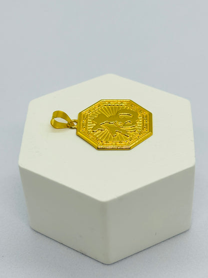 18K Gold Chinese Character Pendant “Good Luck”