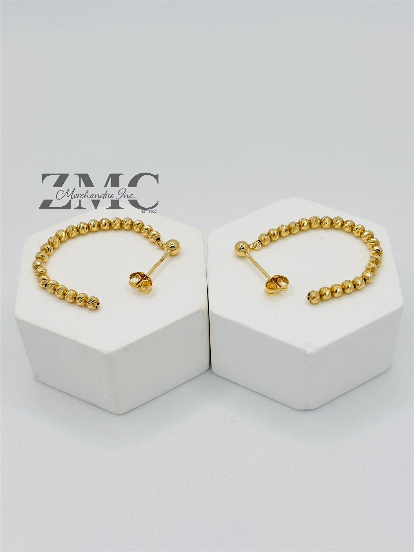 18K Gold Mirror Ball Dangling Earrings