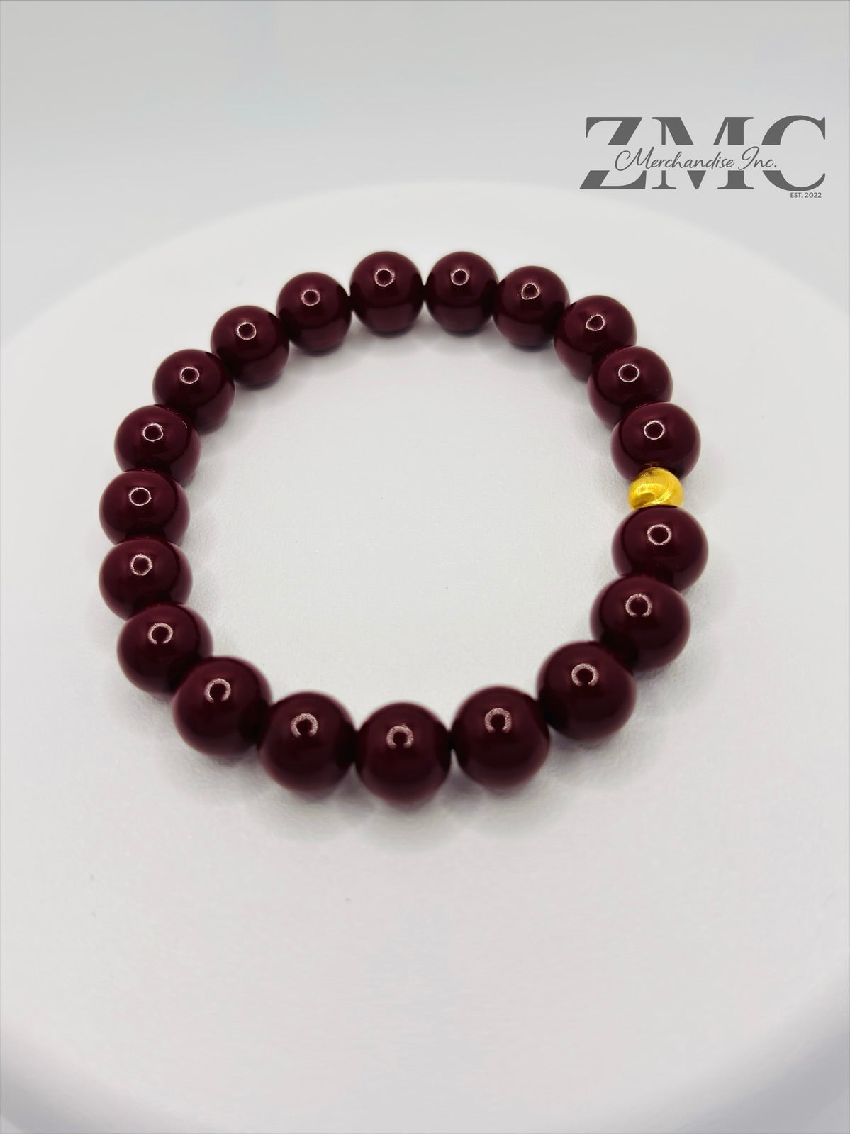 18K Gold Cats Eye Ball with Burgundy Wine Stone