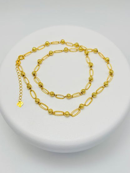 18K Gold Paperclip Ball Necklace