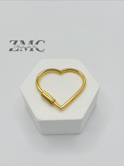 18K Gold Big Heart Carabiner Pendant