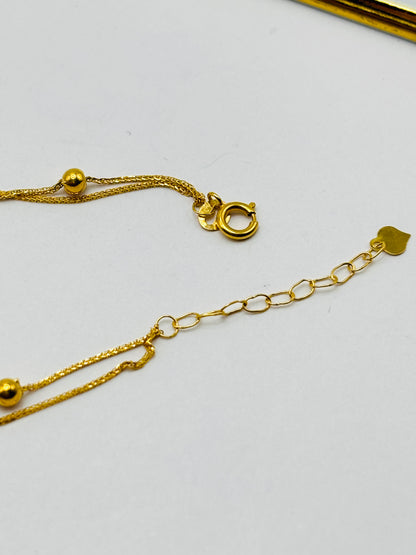 18K gold Double Bracelet with Heart Charm Bracelet