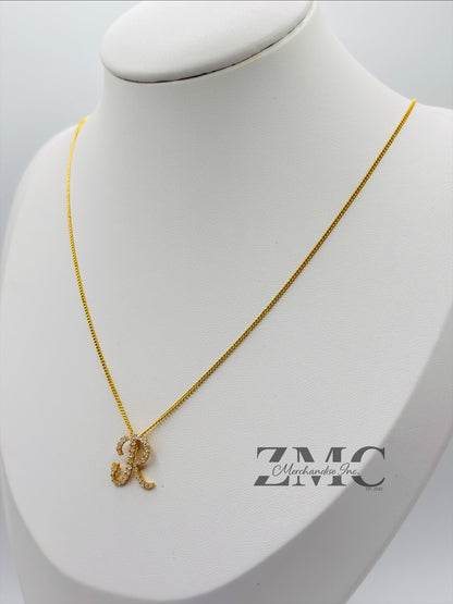 18K Gold Initial R Necklace