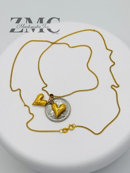 18K Gold Double Heart Necklace