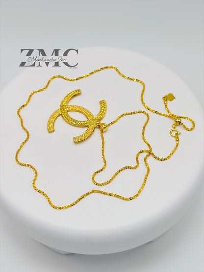 18K Gold C Necklace Slider