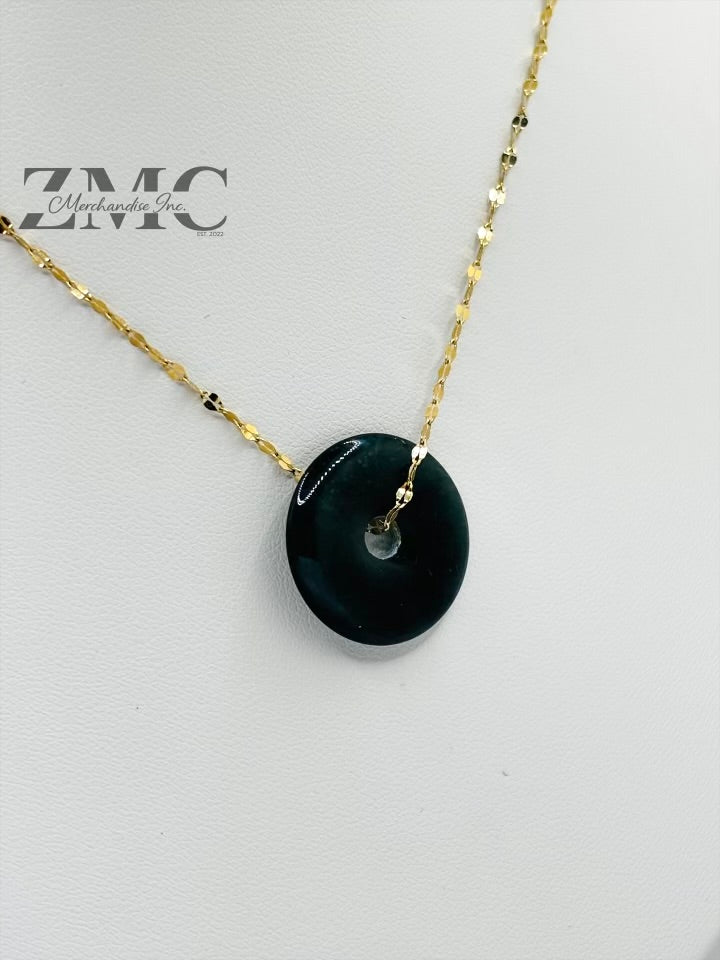 18K Gold Dancing Jade Necklace