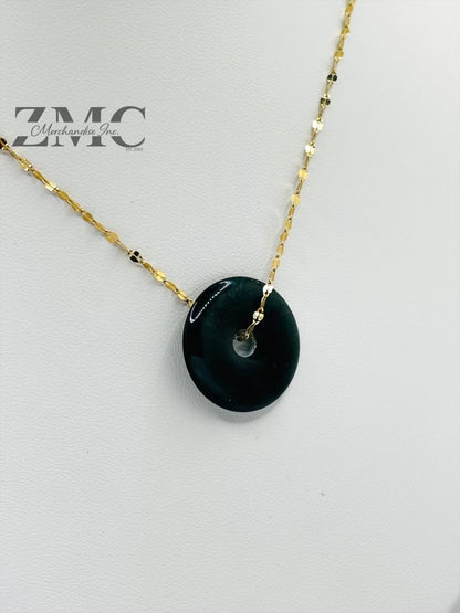 18K Gold Dancing Jade Necklace