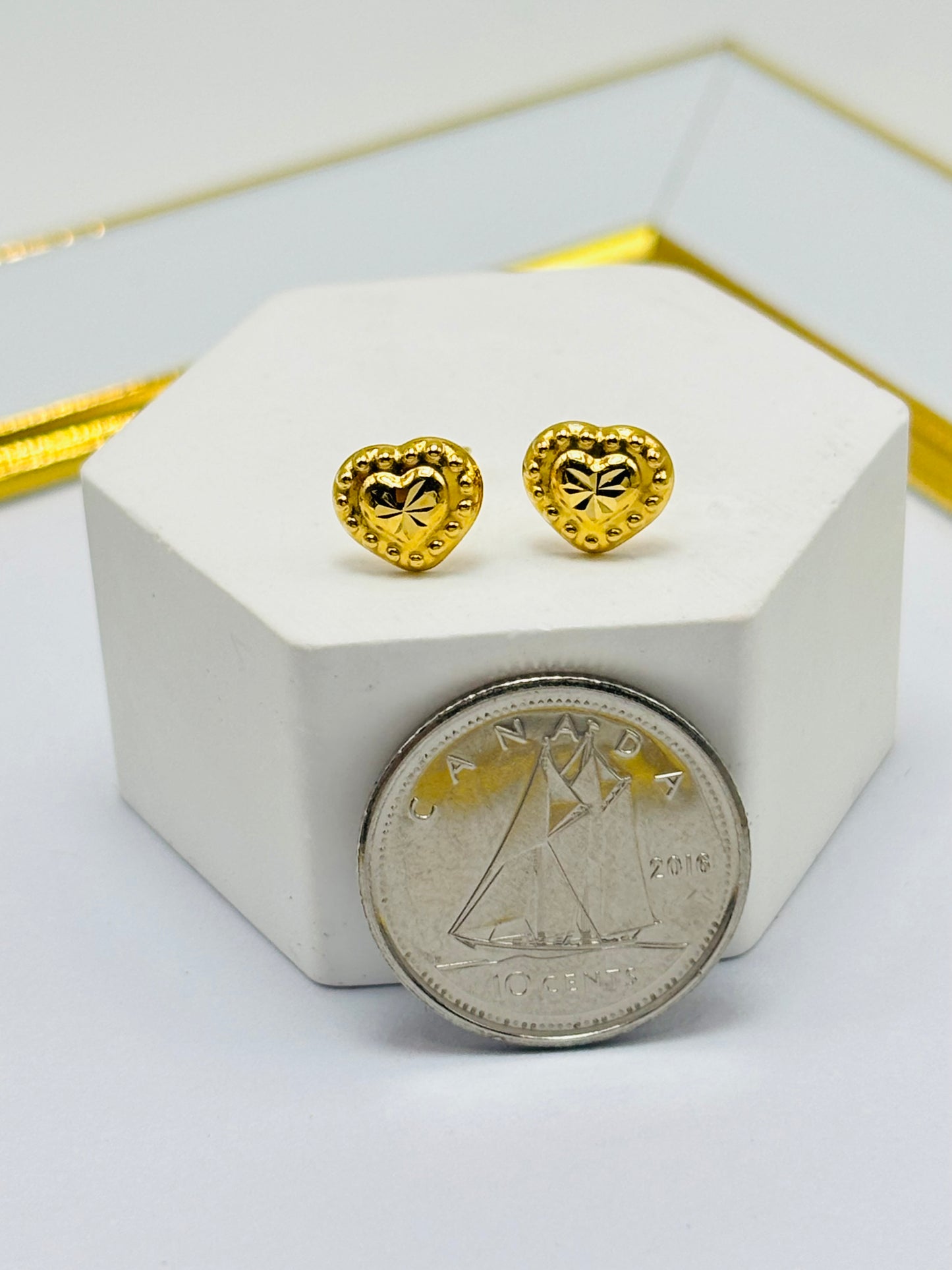 18K Gold Heart Earrings Kids/Adult