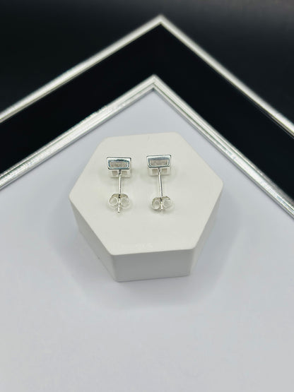 S925 Silver Square Earrings 6.3 mm