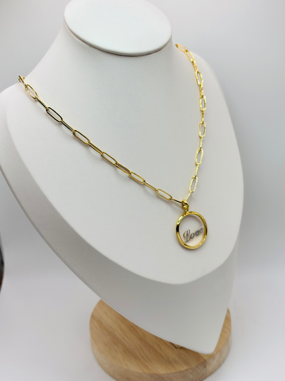 18K Gold Love Paperclip Necklace