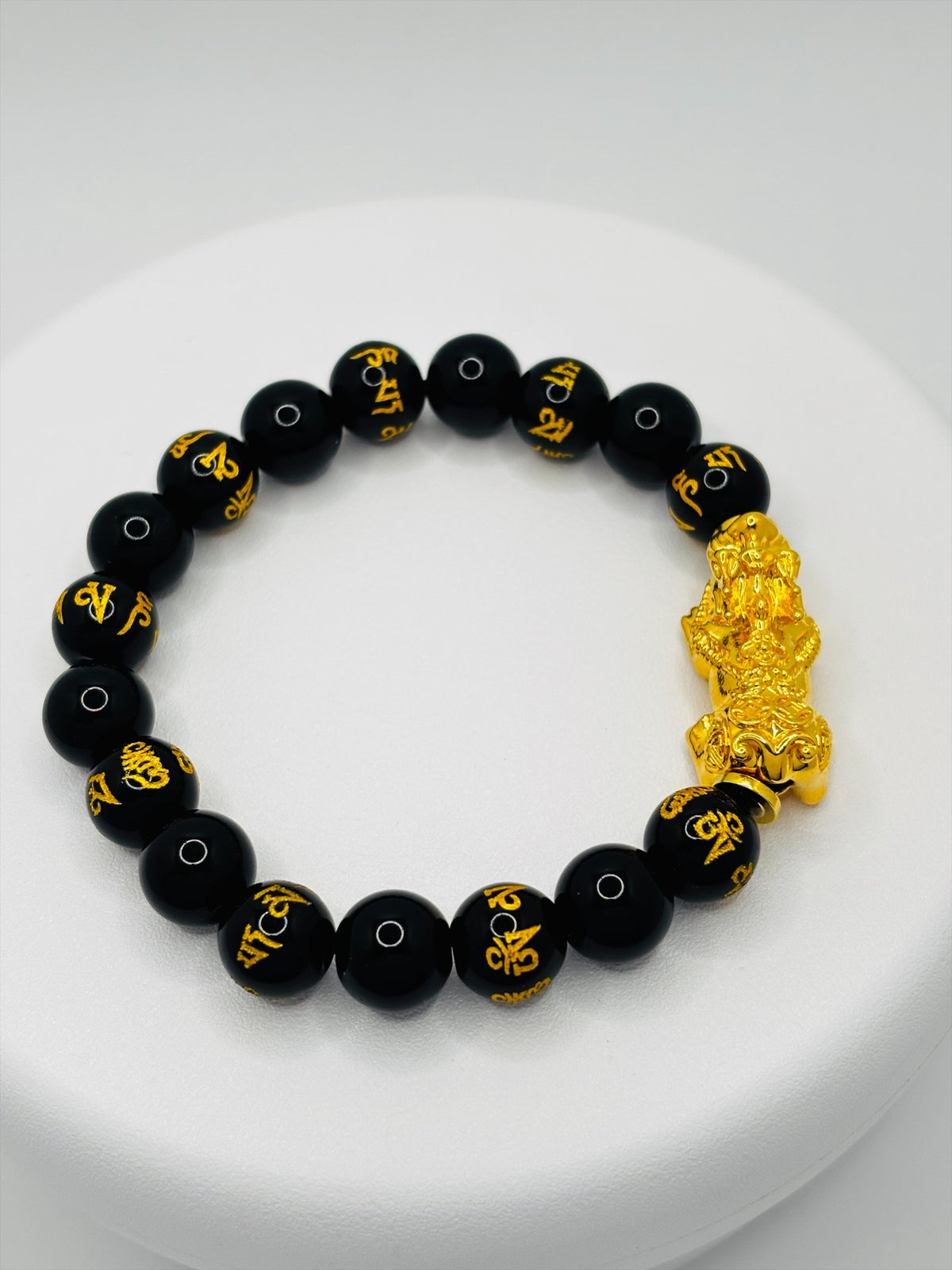 18K Gold Lucky Piyao/ Pi Xiu Black Mantra Bracelet( Hollow Empty Inside) XXL PIYAO