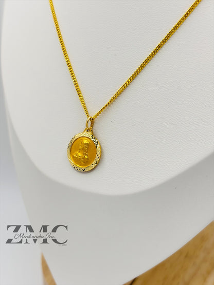 18K Gold Jesus/Mary Necklace