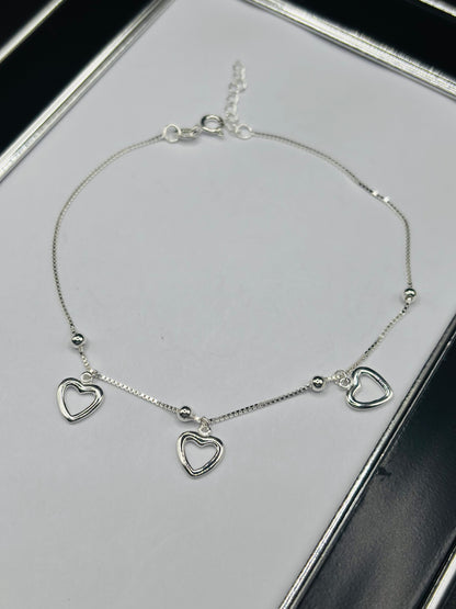 S925 Silver Heart Anklet