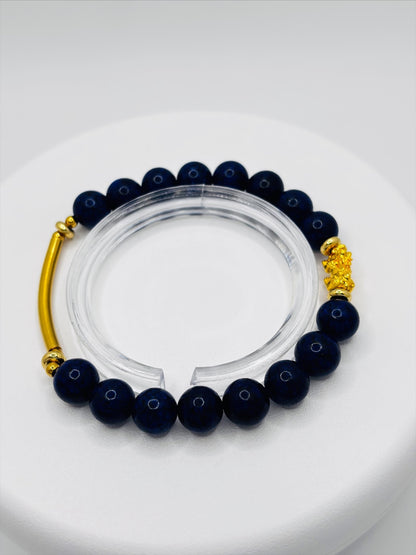 18K Gold Lucky Piyao/ Pi Xiu Lapis Lazuli Bracelet ( Hollow Empty Inside) SMALL PIYAO