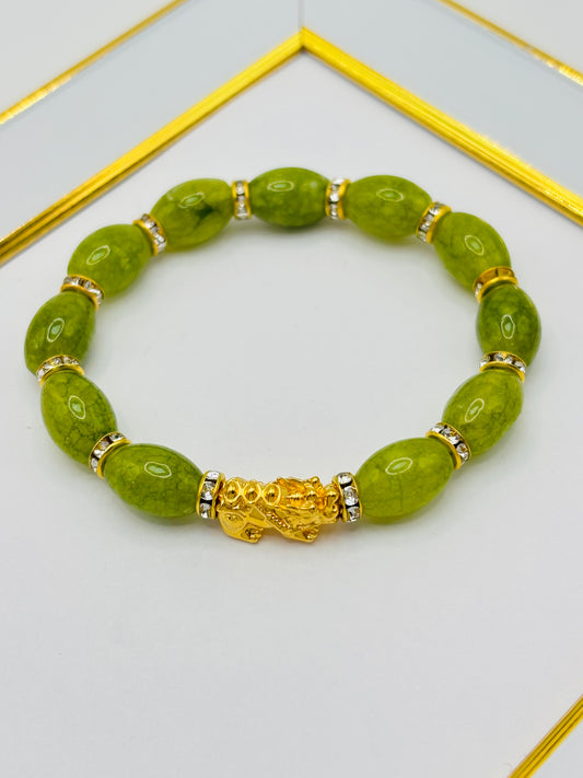 18K Gold  Lucky Piyao/ Pi Xiu Jade Stone  ( Hollow Empty Inside) Medium Size