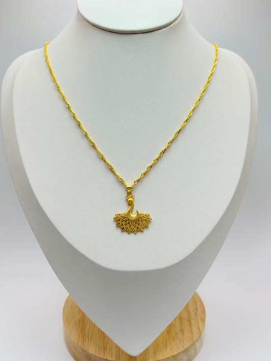 18K Gold Peacock Necklace