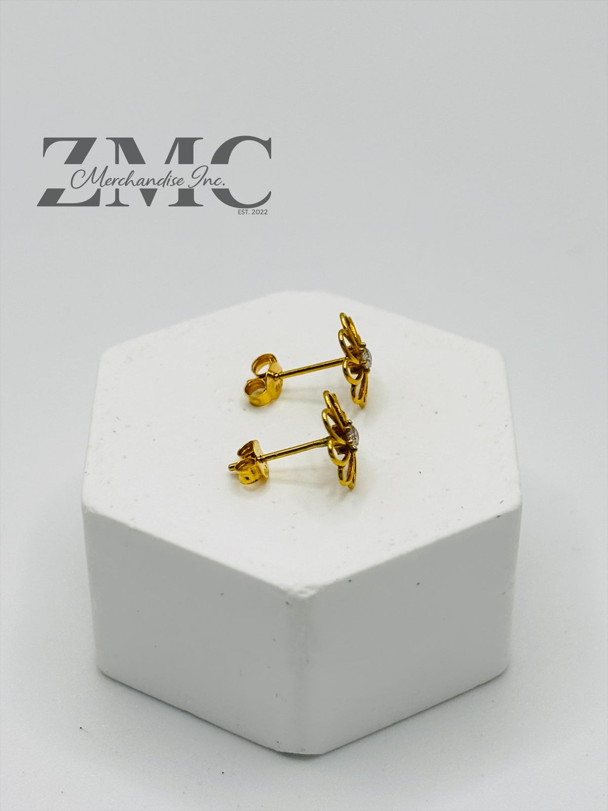 18K Gold Flower Moissanite Diamond Earrings