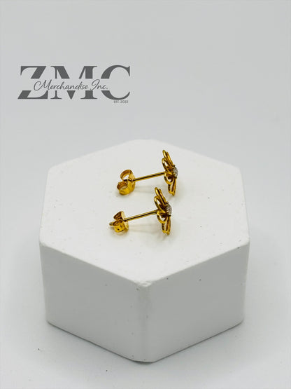 18K Gold Flower Moissanite Diamond Earrings