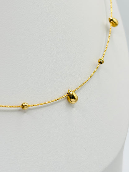 K18 Japan Gold Teardrop Omega Necklace