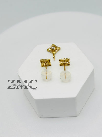 K18 Japan Gold Pendant and Earrings Natural Diamonds Set
