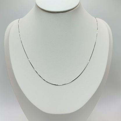 18K White Gold Box Chain