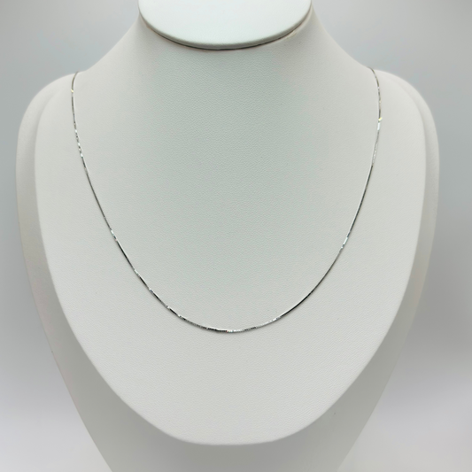 18K White Gold Box Chain