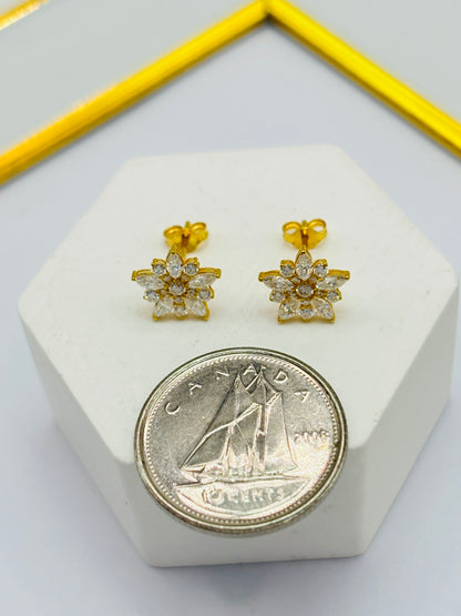 18K Gold Flower Moissanite Diamond Earrings