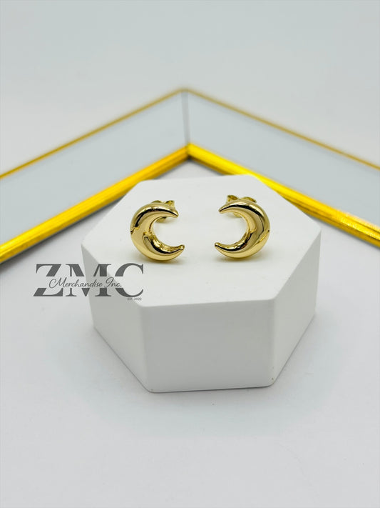 18K Gold Moon Earrings
