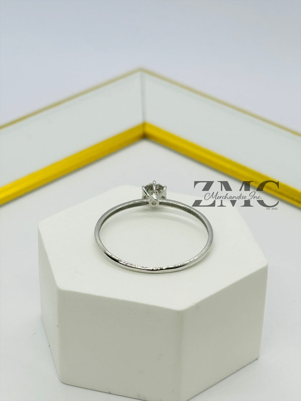 18K White Gold Solitaire Natural Diamond Ring 0.10ct
