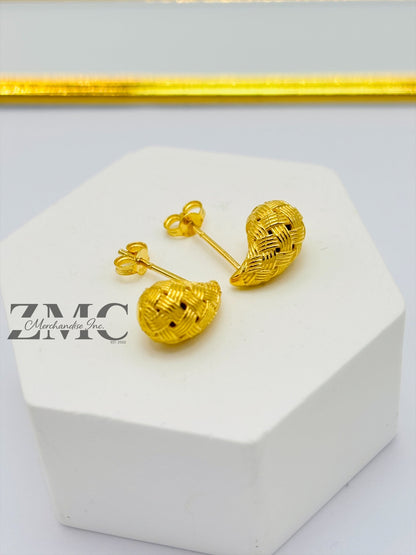 18K Gold Net Teardrop Earrings