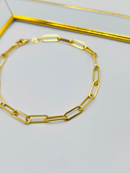 18K Gold Paperclip Bracelet