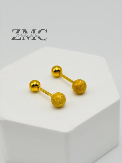 18K Gold Matte/Plain Ball Screw Earrings