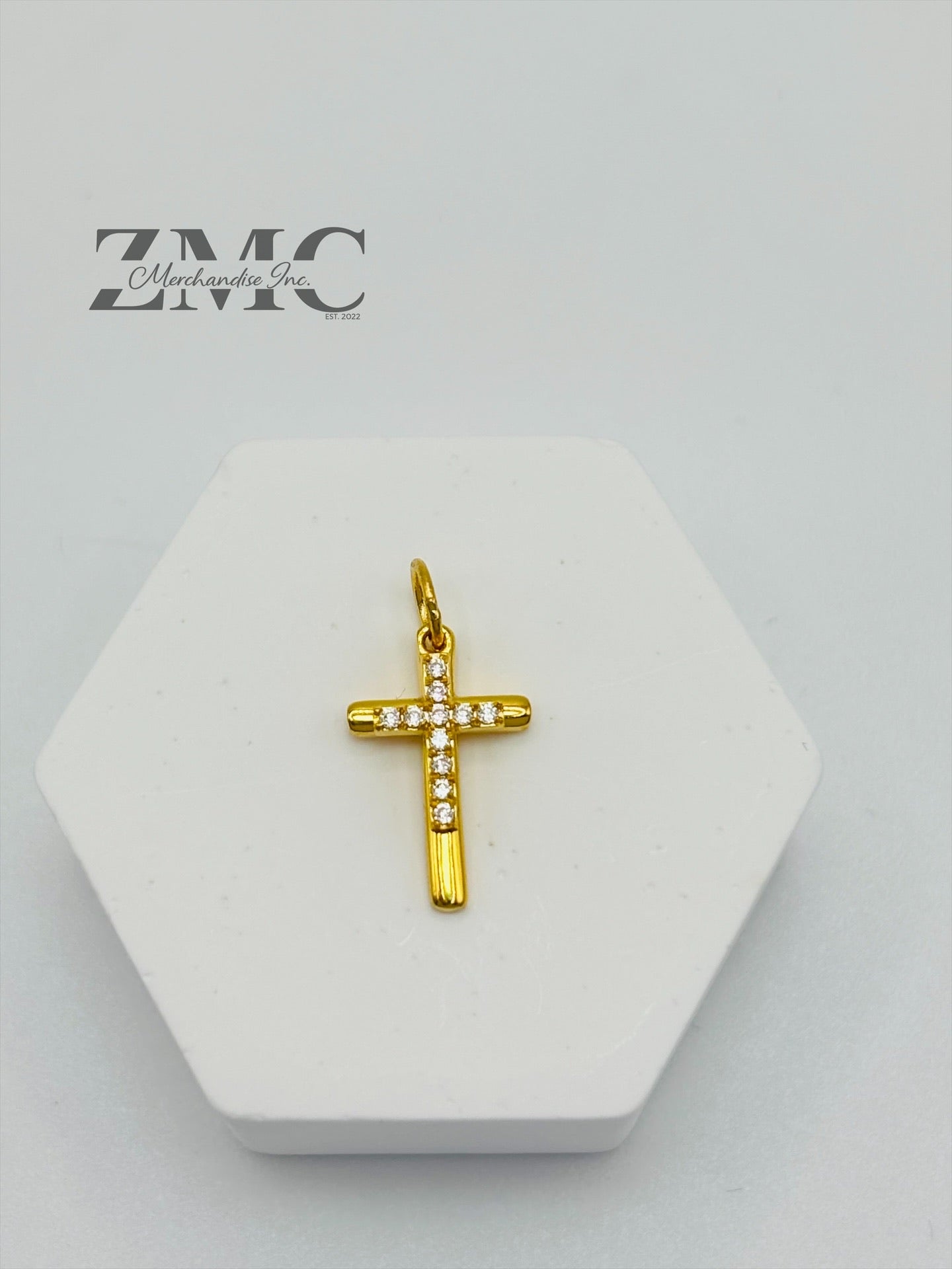 18K Gold Double Cross Pendant