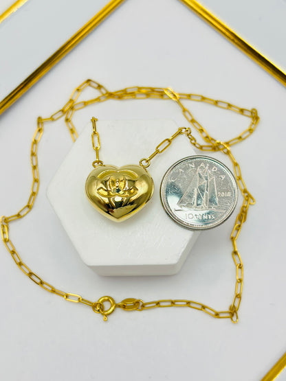 K18 Japan C* Heart Attached Necklace