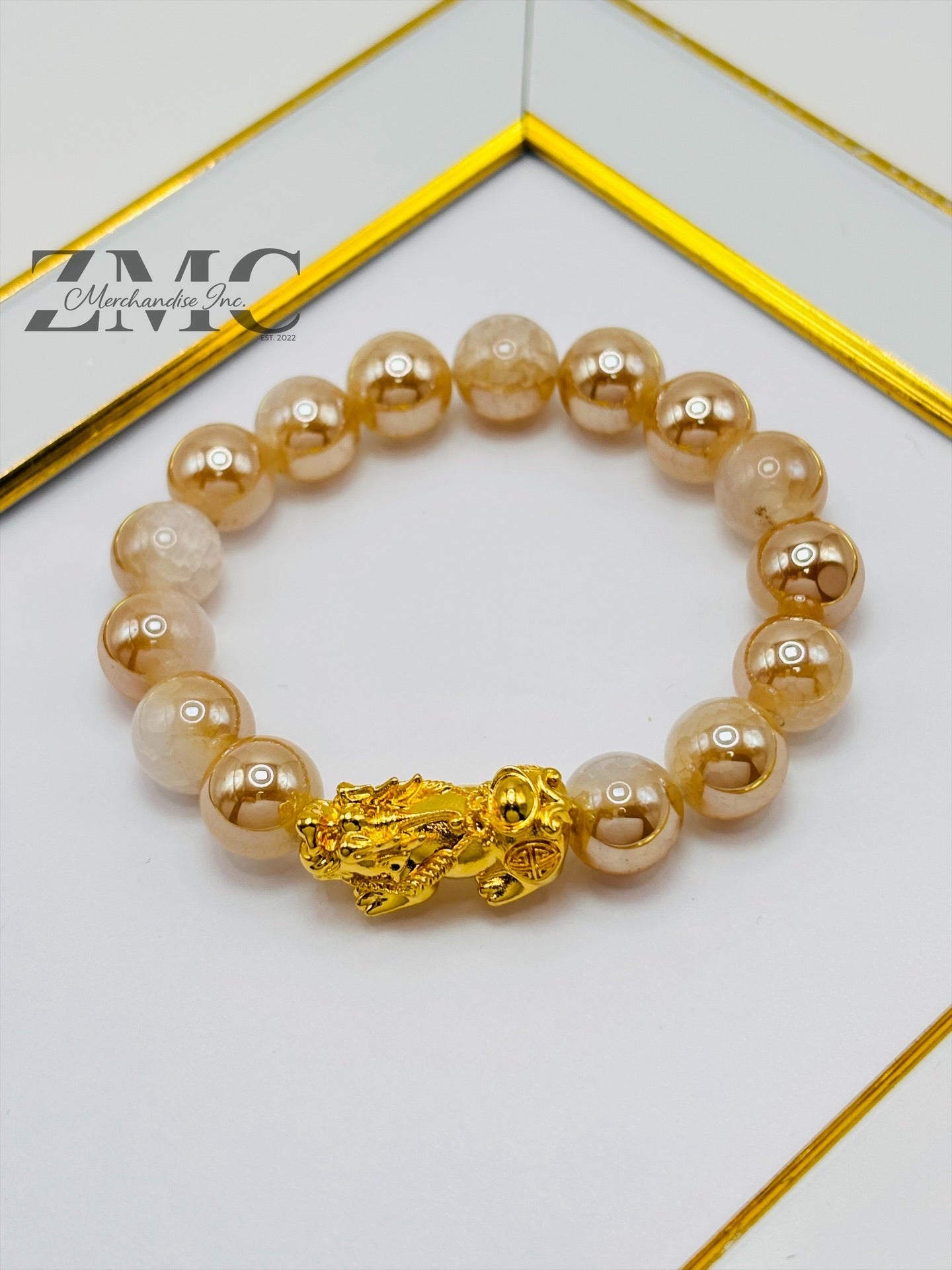 18K Gold Lucky Piyao/ Pi Xiu  Bracelet Sand Stone ( Hollow Empty Inside) Large