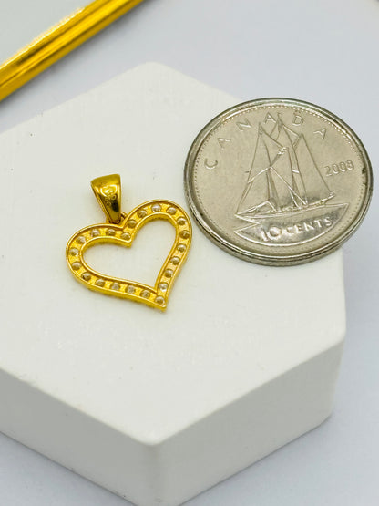 18K Gold Heart Zircon Stone Pendant