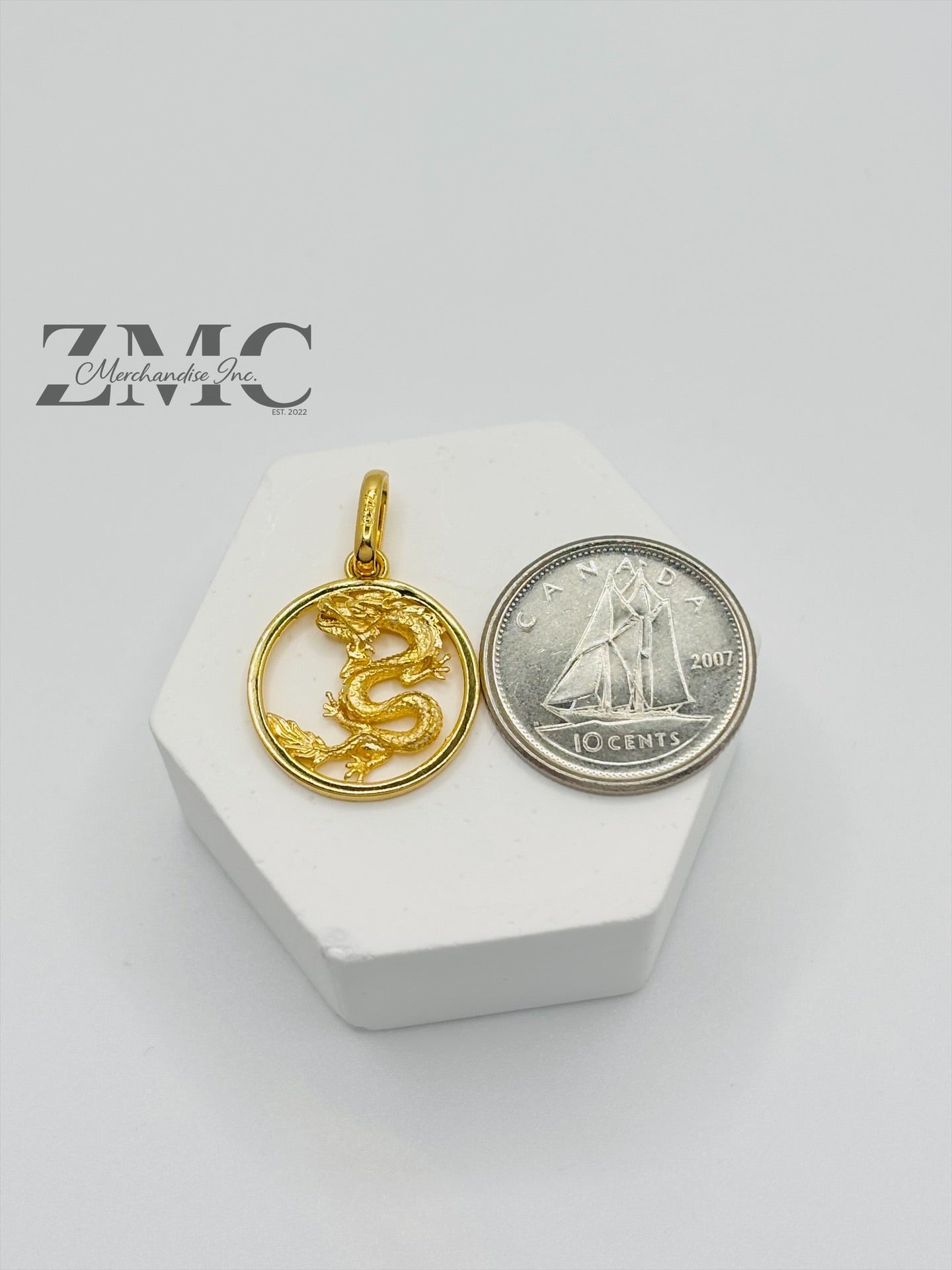18K Gold Dragon Pendant