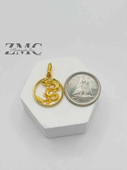 18K Gold Dragon Pendant