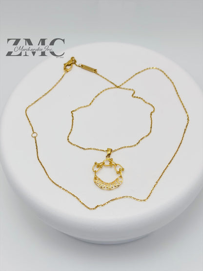 18K Gold Circle Hardware Necklace