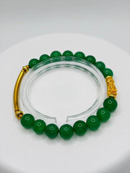 18K Gold Lucky Piyao/ Pi Xiu Aventurine Bracelet ( Hollow Empty Inside) SMALL PIYAO