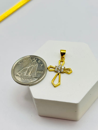 18K Gold Cross Rositas Pendant