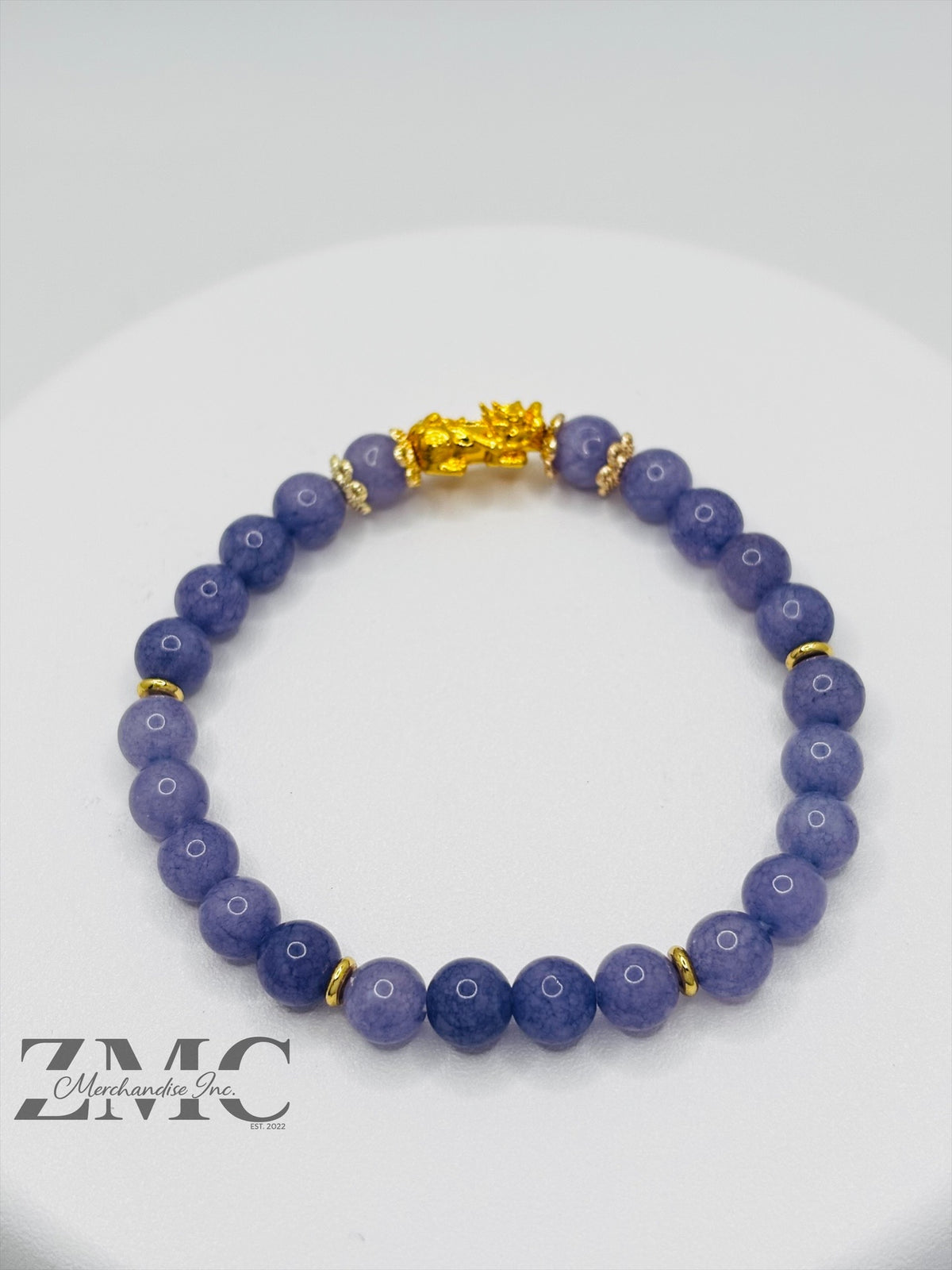 18K Gold Lucky Piyao/ Pi Xiu Lavender Amethyst Bracelet ( Hollow Empty Inside) Small