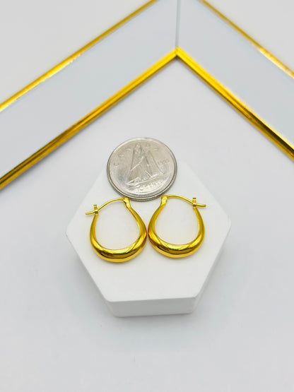 18K Gold Plain Loop Earrings