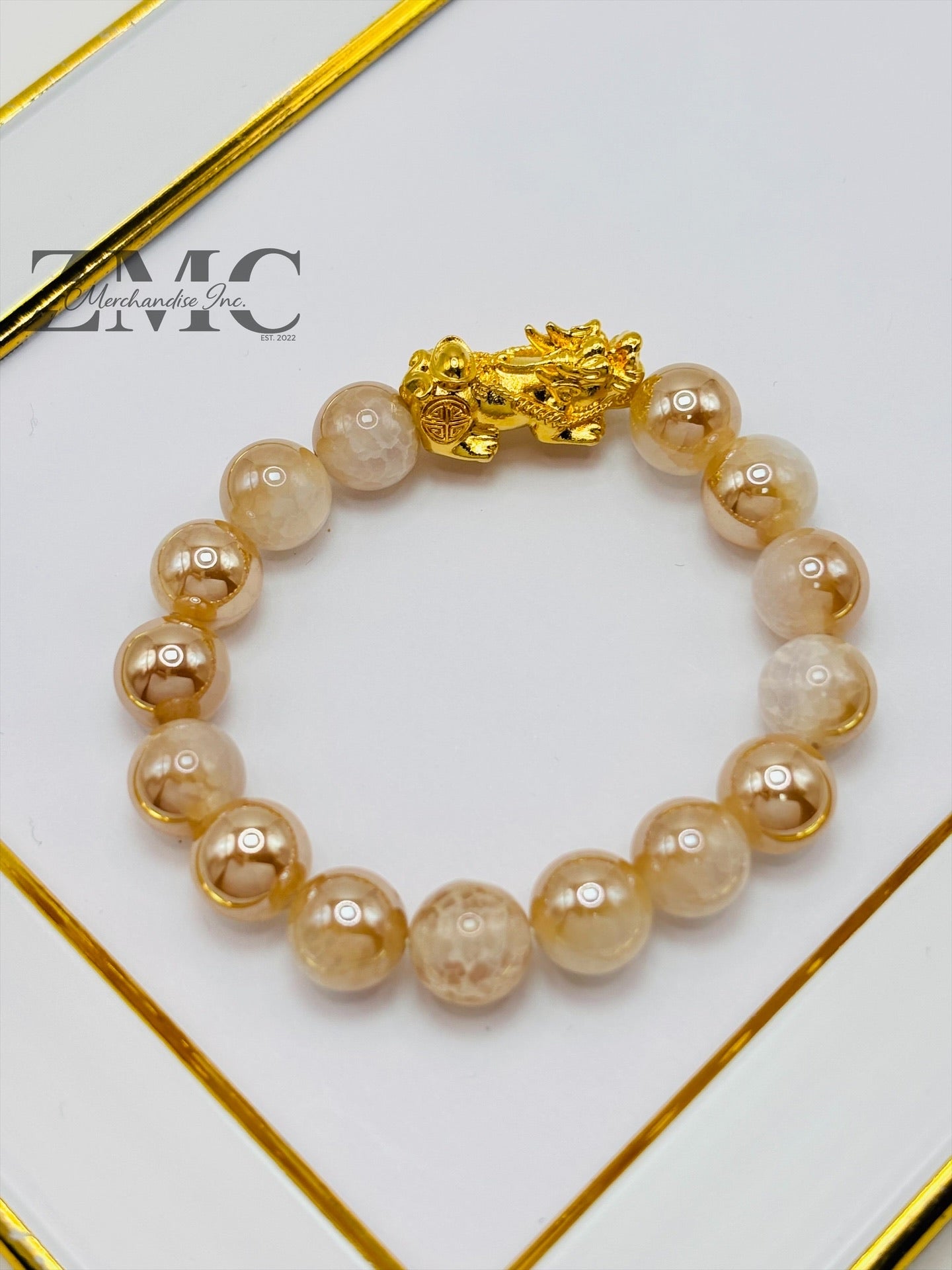 18K Gold Lucky Piyao/ Pi Xiu  Bracelet Sand Stone ( Hollow Empty Inside) Large