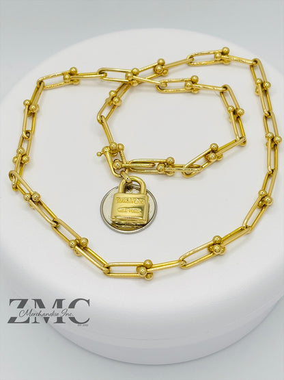 18K Gold Hardware Padlock Necklace