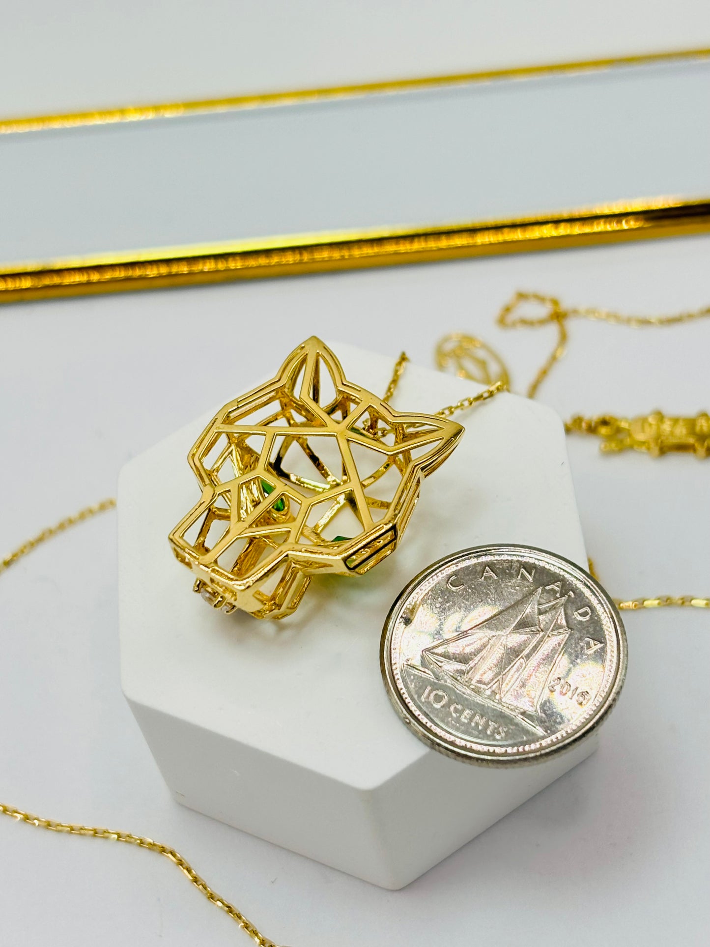 18K Gold Attached Big Panther Necklace