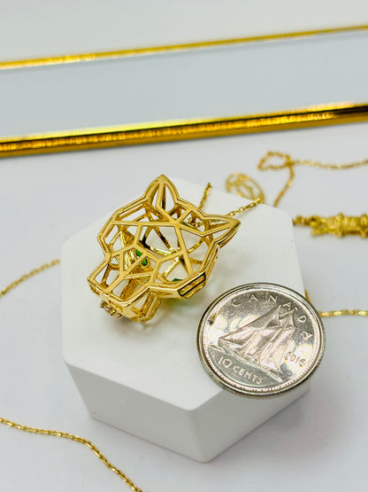 18K Gold Attached Big Panther Necklace
