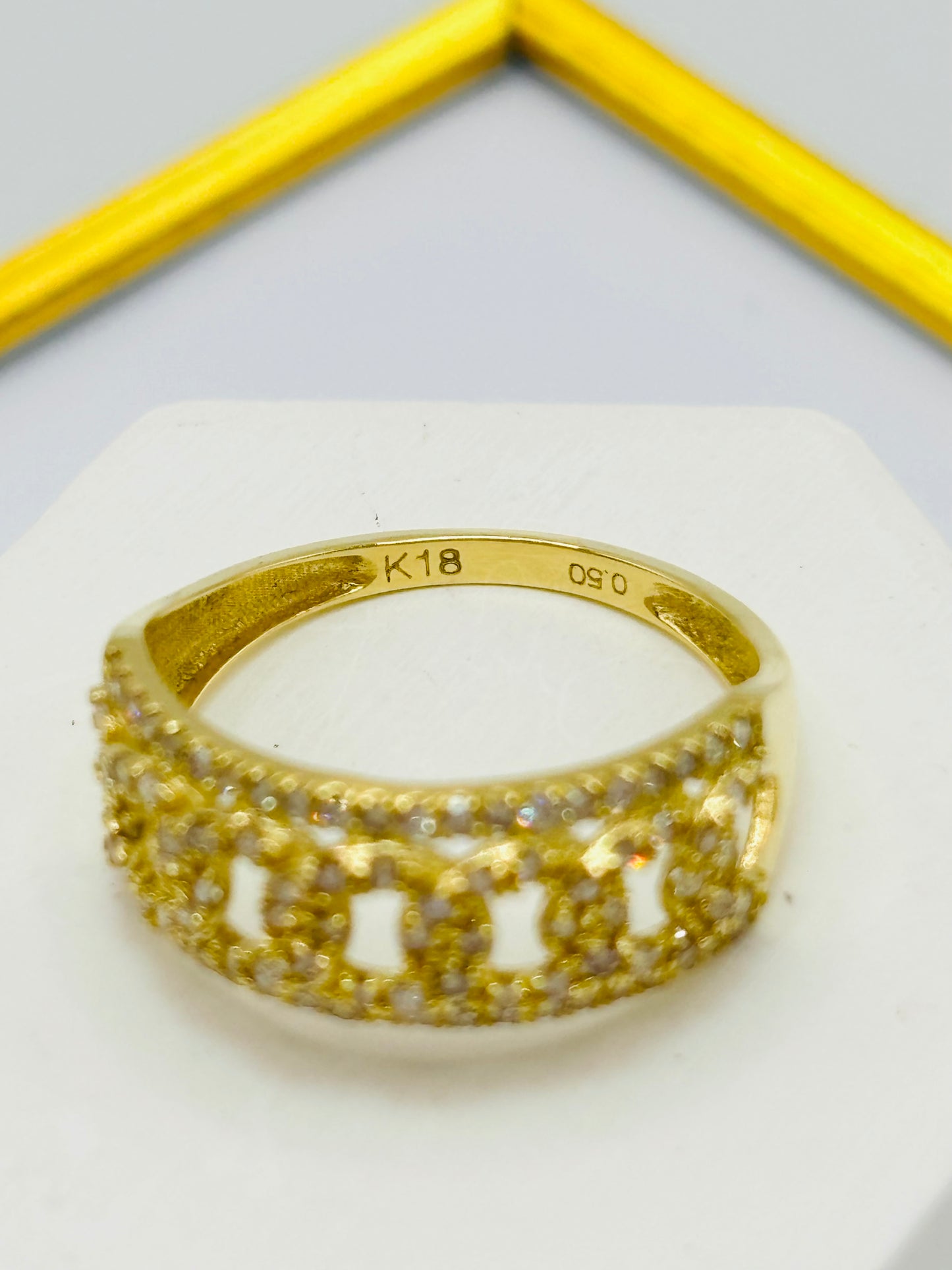K18 Japan Gold Cadena Natural Diamond Ring 0.50 carat