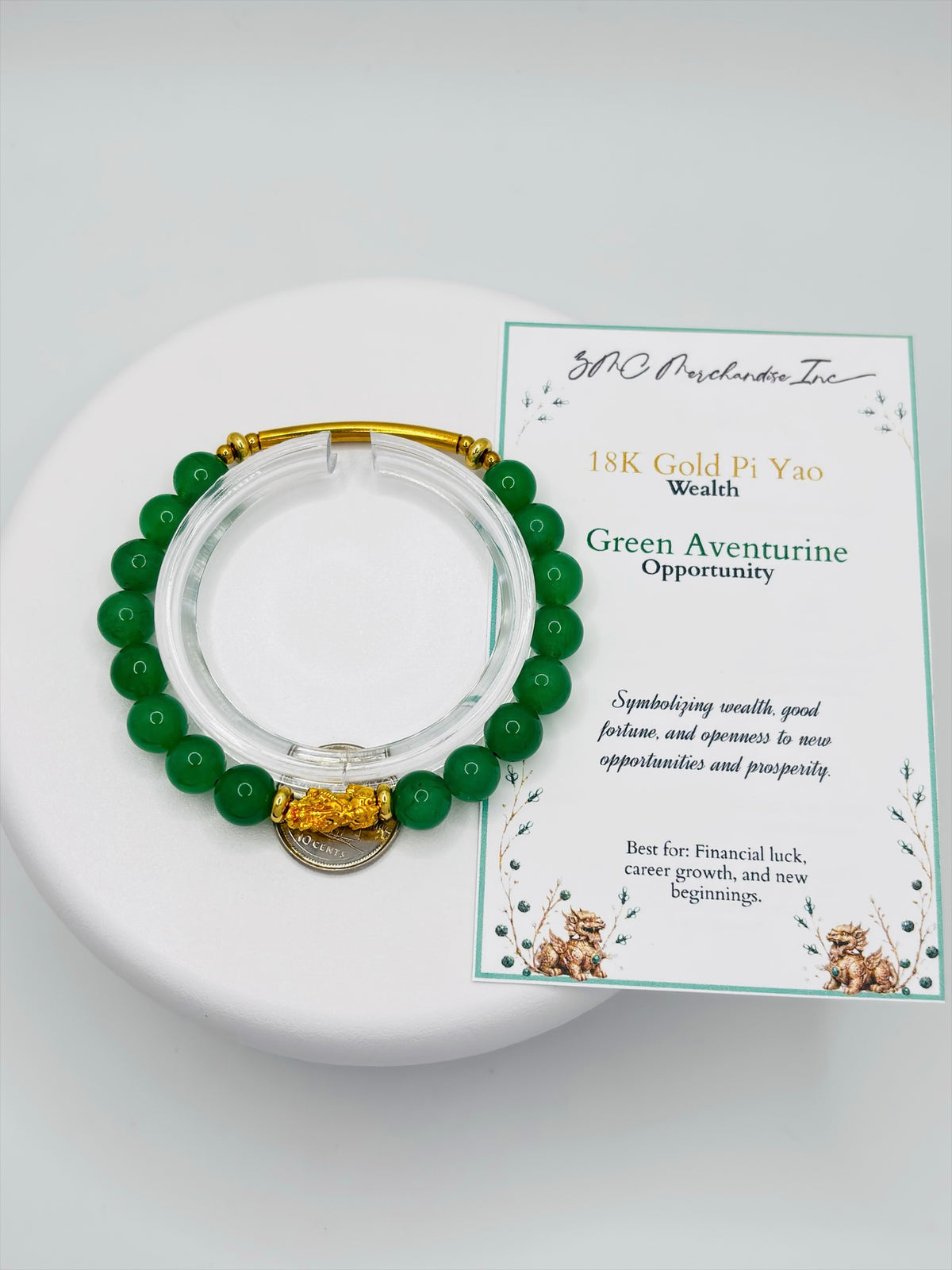 18K Gold Lucky Piyao/ Pi Xiu Aventurine Bracelet ( Hollow Empty Inside) SMALL PIYAO
