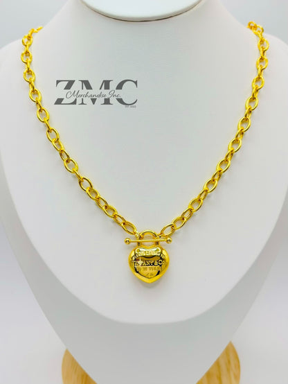 18K Gold Heart Attached Necklace